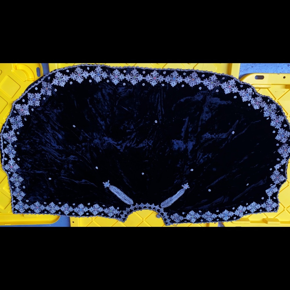 Black embroidered antique velvet cape